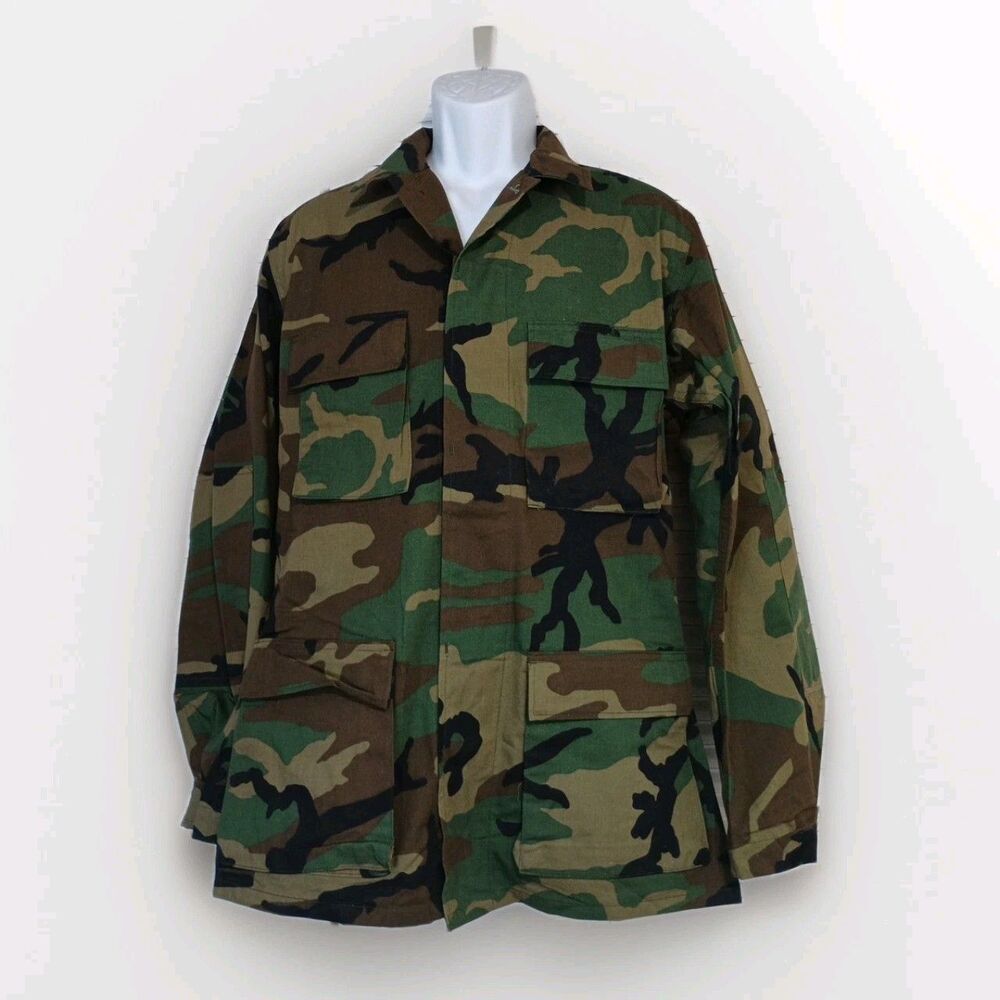 VTG US Army Jacket‎ Mens SM Long Woodland Camo BDU Combat Military USA Hunting